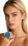 Μεγάλο δαχτυλίδι statement με διπλό πυρίτη blue - 10751