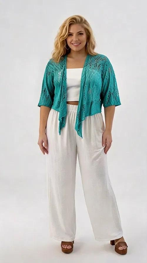 Plus Size Petrol Blue Bolero BOL108