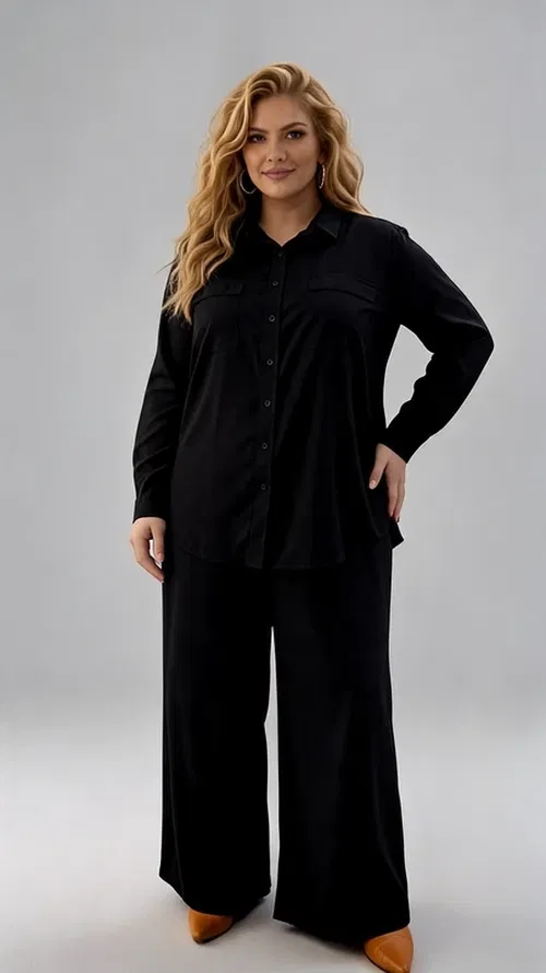 Plus Size Black Shirt PKG139